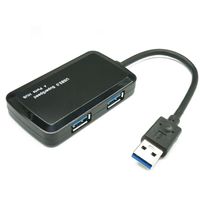 Bluwee 4-Port Compact Portable High Speed USB 3.0 Data Hub for Windows, Mac OS, Linux with Built-in 6-Inch USB 3.0 Cable (Black)