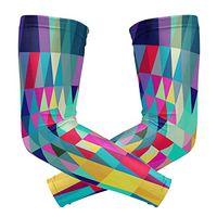 ZZKKO Rainbow Geometry Cooling Arm Sleeves Cover Uv Sun Protection for Men Women Running Golf Cycling Arm Warmer Sleeves 1 Pair