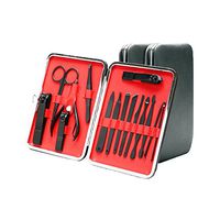 Meccion Manicure & Pedicure Kit, 15 in 1 Stainless Steel Professional Pedicure Kit Nail Scissors Grooming Kit with Black Leather Travel Case