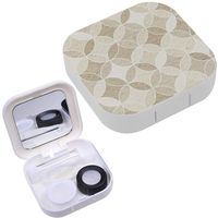 Portable Contact Lens Case Box Travel Kit Mirror + Bottle + Tweezers Container Holder [ Geometric Paper ]