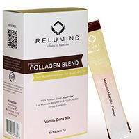 Relumins Premium Collagen Blend Powdered Drink Mix - 10 Sachets - 100% Premium-Grade ActuMarine Collagen with Glutathione, Green Tea Extract and CoQ10 (Vanilla)