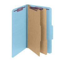Smead Pressboard Classification File Folder with SafeSHIELD Fasteners, 2 Dividers, 2" Expansion, Legal Size, Blue, 10 per Box (19030)