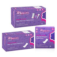Maxim Organic Cotton Panty Liners Combo Pack, Classic Panty Liners, Wrapped Panty Liners, and 2 in 1 Thong Panty Liners No Chlorine/Dioxin/Chemical/Biodegradable Breathable Panty Liners, 3 Packs, 90