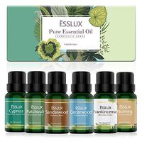 Essential Oils Set, ESSLUX Woody Collection with Cypress, Cedarwood, Patchouli, Sandalwood, Frankincense, Nutmeg Essential Oils, Perfect for Diffuser, Home Fragrance & Massage, 6x10 ML