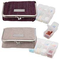 Adrienne Vittadini (2 Pack) Pill Organizer Case Cute Pill Box for Purse for Travel Weekly Pill Container