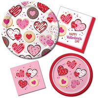 Valentines Frosted Fun - Plates & Napkins - 8 Guest Party Bundle - 4 Items: Dinner & Dessert Plates, Luncheon & Beverage Napkins