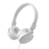 Headphones, GORSUN Microphone Volume Control Folding Lightweight Headset Cellphones Tablets Smartphones Laptop Computer PC Mp3/4 (White)