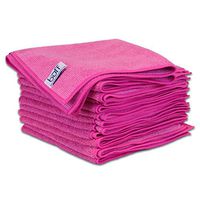 Buff Microfiber Cleaning Cloth | Pink (12 Pack) | Size 16" x 16" | All Purpose Microfiber Towels - Clean, Dust, Polish, Scrub, Absorbent