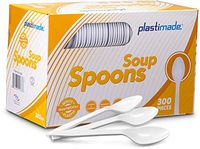 [300 Soup Spoons] Plastimade White Disposable Extra Heavyweight Plastic Spoons, Ideal for Wedding, Catering, Parties, Buffets, Events, Or Everyday Use, 1 Pack