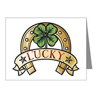 Note Card Lucky Horseshoe with Four Leaf Clover