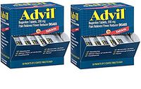 Advil (100 Packets of 2 Capsules) Pain Reliever/Fever Reducer Coated Tablet, Individually Sealed, 200mg Ibuprofen, Temporary Pain Relief, Travel Pack, Greeting Cards Included