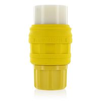 Leviton 78W82-C 30 Amp, 277/480V 3 Phase WYE, NEMA L22-30, 4P, 5W Industrial Grade, Grounding, Wetguard Locking Connector for Single Inlet, Yellow