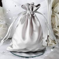 Efavormart 60PCS Silver Satin Gift Bag Drawstring Pouch Wedding Favors Bridal Shower Candy Jewelry Bags - 5"x7"