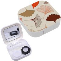Portable Contact Lens Case Box Travel Kit Mirror + Bottle + Tweezers Container Holder [ Floral Beauty Ginkgo ]