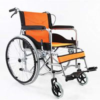 HEIFEN Folding Wheelchair, Portable Travel Wheelchair, Breathable Honeycomb Padded Cushion, Portable, Solid Pneumatic Tire, Handicapped Hand Scooter Orange