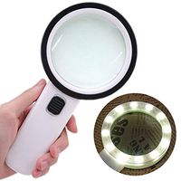 Longay 12 LED Large Handheld Magnifying Glass with UV Light 30X Best Jumbo size Illuminated Magnifier for Reading Inspection Exploring Hobbies