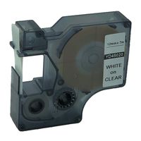 QPMY 1 Pack Compatible for DYMO D1 45020 S0720600 Standard Label Tape 1/2" x 23' 12mm x 7m (White on Clear)