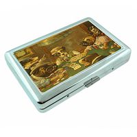 Perfection In Style Metal Silver Cigarette Case Vintage Dog Design 019