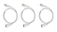 3 Pack USB 2.0 A Male to A Female Extension 28/24AWG Cable (Gold Plated) White 3 Feet