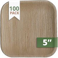 CaterEco  Square Palm Leaf Plates Set (Pack of 100) | Appetizer Or Dessert Plates | Ecofriendly Disposable Dinnerware | Heavy Duty Biodegradable Party Utensils for Wedding, Camping & More