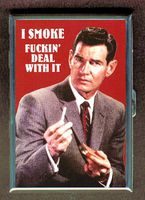 I Smoke; Deal With It, Rude!!! Double-Sided Cigarette Case, ID Holder, Wallet with RFID Theft Protection