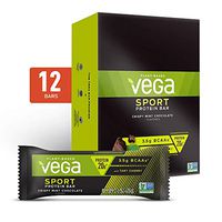 Vega Sport Protein Bar Crispy Mint Chocolate (12 Count) - Plant Based Vegan Protein Bars, Non Dairy, Gluten Free, Non GMO