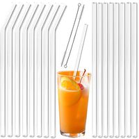 Youngever 16+2 Pack Reusable Glass Straws Assortment, 9 inches x 10 mm, Straight and Bent, Eco Friendly with Brush, Clear Color