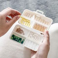 Travel Pill Box Weekly Pill Organizer Cute Medicine Organizer 7 Day AM PM Small Pill Case, Vitamins Dispenser with 7 Compartments, Large Daily Supplement (White)