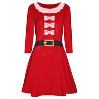 iNoDoZ Womens Christmas Clothing Printed Casual Dress Long Sleeve Evening Prom Costume Swing Dresses Red