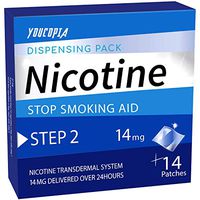 YouCopia Nicotine Transdermal System Stop Smoking Aid Patches, 14 mg Delivered Over 24 Hours, 14 Patches (1 Pack-Step 2)