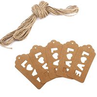 Qinlee 100pcs Paper Blank Card Hand Draw DIY Gift Tags Heart Label Handmade Bonbonniere Favor Wedding Gift Hang Tags"LOVE"