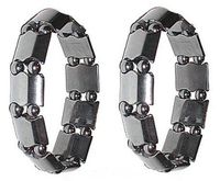 Set Of 2 Men's Hematite Metal Magnetic Therapy Bracelets S06C3-Med