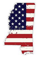 CustomDecal US Mississippi State (J25) USA Flag Distressed Vinyl Decal Sticker Car/Truck Laptop/Netbook Window