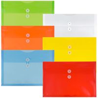 JAM Paper Plastic Envelope with Button and String Tie Closure - Legal Booklet - 9 3/4" x 14 1/2" x 1 1/4"- Assorted Primary Colors - 6/pack