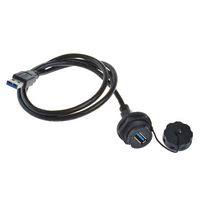 Electrical USB3.0 IP67 Waterproof Connector, Male to Female Double Head Coupler Adapter Socket Plug Panel Mount, with Waterproof/Dust Cap, with 1m Waterproof Extension Cable, Compatible with USB2.0