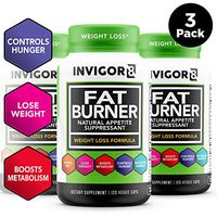 INVIGOR8 Fat Burner and Natural Appetite Suppressant – Healthy Weight Loss Formula and Thermogenic with Green Tea Leaf Extract (3-Pack 90 Day Supply)…