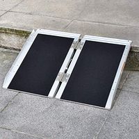 Fullwatt 2FT Non Skid Aluminum Portable Wheelchair Ramp Folding Portable Wheelchair Scooter Ramp with Carrying Handle 24 Inch x 29 Inch