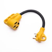 Snowy Fox 30 Amp to 50 Amp RV Adapter - 30Male/50Female RV Electrical Power Adaptors Cable with Innovative 180 Degree Bend Design Easy Ergonomic Grip Handle, 18inches