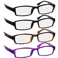 Reading Glasses 4.00 2 Black Tortoise Purple F501 (4 Pack)