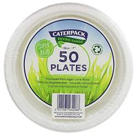 CATERPACK - Compostable and Disposable Plates - biodegradable - ecological alternative to plastic tableware - made withg sugar cane - Resistant - For liquid and solid food - 50 pcs