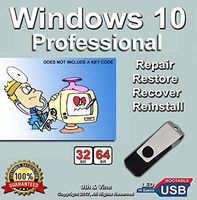 9th & Vine USB Compatible With Windows 10 Professional 32 64-Bit Install | Boot | Recovery | Restore. Perfect for Install or Reinstall of Windows