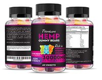 Hemp Gummies Premium 30000 High Potency - Fruity Gummy Bear with Hemp Oil - Natural Hemp Candy Supplements Pain Anxiety Stress & Inflammation Relief - Promotes Sleep and Calm Mood