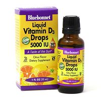Bluebonnet Nutrition Liquid Vitamin D3 Drops 5000 IU, Aids in Muscle and Skeletal Growth, D3, Non GMO, Gluten Free, Soy Free, Dairy Free, Kosher, 1 fl oz (900 Servings), Citrus Flavor