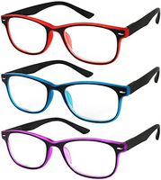 Reading Glasses Set of 3 Spring Hinge Comfort 3 Color Fashion Readers Glasses for Reading Men & Women +2.5