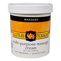 Multi-Purpose Massage Cream by Lotus Touch - 100% Pure Ingredients - Rejuvenating & Hydrating Borage & Grapeseed Oils, Calming Arnica & Ivy Extracts - Perfect Glide, Maximum Control - 16 Ounces