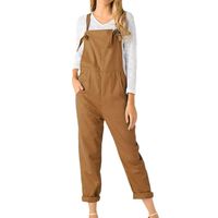 Women Overalls Jumpers Pockets Jumpsuits Pants Romper Long Loose Working Trousers Hemlock (S, Khaki)