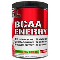 Evlution Nutrition BCAA Energy, High Performance Amino Acid Supplement for Anytime Energy, Muscle Building, Recovery, Endurance, Vitamin C & B, PreWorkout, PostWorkout (30 Serve, Strawberry Limeade)