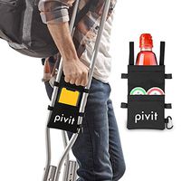 Pivit Universal Crutch Pouch Bag | Foam Hand Grip Pad Attachment Tote for Broken Leg Crutches | Lightweight 600D Polyester Carry On Storage Pockets | Medical Forearm Crutch Accessories for Women, Men