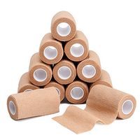 TOBWOLF 12PCS Cohesive Bandage Wrap, 4"x5yd / 10cmx4.5m Medical Tape, Elastic Self Adherent Wraps Gauze Roll, First Aid Supplies for Wrist Ankle Swelling - Tan