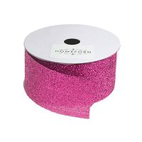 Homeford Princess Glitter Metallic Christmas Ribbon, 1-1/2-Inch, 4 Yards (Shocking Pink)